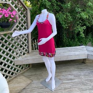 Magenta casual dress with racer back